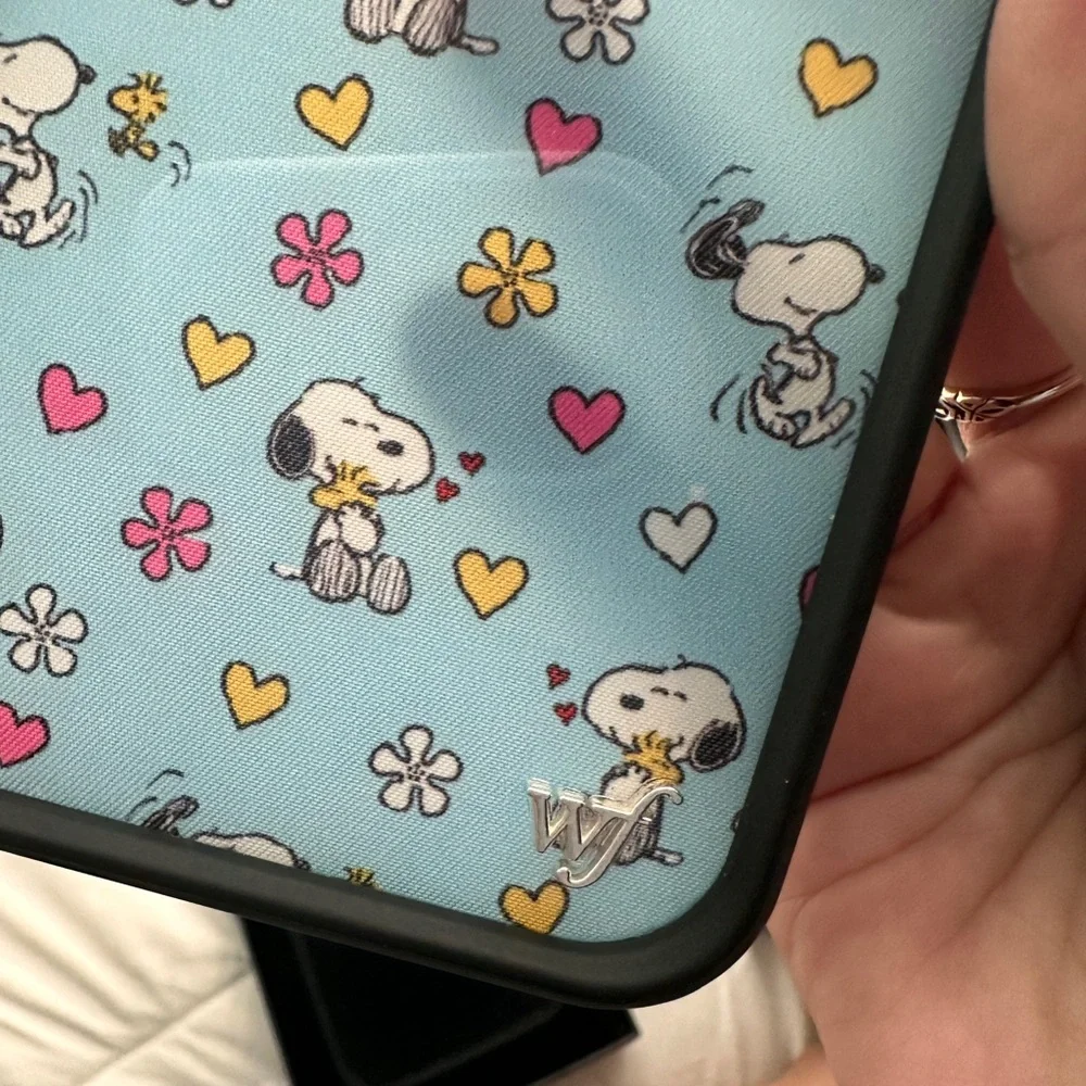 Wildflowers Snoopy Light Blue iPhone Case with Hearts & Flowers